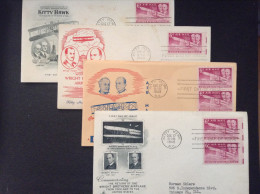 US, 1949 FDCs (x4) - Commemorating The Return Of The Wright Brothers' Airplane From England To U.S. - 1941-1950