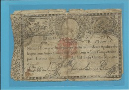 PORTUGAL - APÓLICE 5$000 - 5.000 RÉIS - 1798 ( 1828 ) - P 38A - D. MIGUEL I - WAR OF THE TWO BROTHERS - Portugal