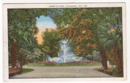 Forsyth Park Savannah Georgia 1934 Linen Postcard - Savannah