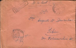 Romania-Military Censored Letter,circulated In 1942 From Hospital Campaign Front,at Sibiu - 2/scans - 2de Wereldoorlog (Brieven)