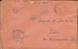 Romania-Military Censored Letter,circulated In 1942 From Hospital Campaign Front,at Sibiu - 2/scans - Cartas De La Segunda Guerra Mundial