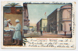 Egypte, Alexandrie, Rue Rosette, Carte Précurseur Ayant Circulé En 1905, N°52, Adressée Au Baron Enrico Acton à Livorno - Alexandrie