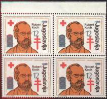 YUGOSLAVIA - JUGOSLAVIA - RED  CROSS - TBC - R. KOCH - Bl. Of 4x - **MNH - 1988 - Liefdadigheid