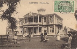 GUADELOUPE BASSE TERRE L'HOTEL DE VILLE CPA ANIMEE TIMBRE NO 58 YT - Basse Terre