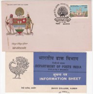 FDC + Information On Mayo College Ajmer, Peacock, Archery Bow , Computer Education Etc.,. India 1986, - Computers