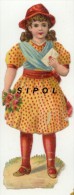 Fillette Bouclée Avec Cache Coeur Et Robe à Pois, Enveloppe à La Main  , Bouquet De Roses   Années 1890 Env - Enfants