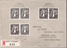 Schweiz Suisse 1940: R-lettre De GENÈVE 31.XII.40 Pour Beaulieu/FR Avec 3 Paires Zu 233 Mi 349 Yv 330 O Du DERNIER JOUR - Lettres & Documents