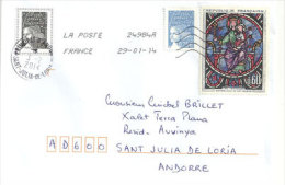 Marianne De Luquet, Sur Lettre Adressée En Andorre, Avec Timbres à Date Arrivée Andorre Au  Recto Enveloppe - 1997-2004 Marianne Of July 14th