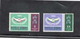 NOUVELLES-HEBRIDES : Année De La Coopération Internationale, Et 20 Ans  De L'ONU - Légende En Français - - Unused Stamps