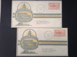 US, 1941 FDCs (x2) - Motorized Highway Post Office Service (S. Bend, Ind. To Indianapolis, Ind.-trip 1 & 2) - 1941-1950