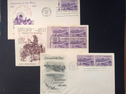 US 1950 FDCs (x3) - 100th Anniversary Of Kansas City, Missouri-Gateway To The West - 1941-1950