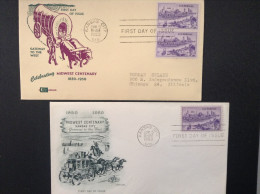 US 1950 FDCs (x2) - Midwest Centenary 1850-1950 - 1941-1950