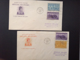 US 1944 FDCs (x2) - U.S. Postage Special Delivery-13 & 17 Cent Special Delivery - 1941-1950