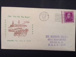 US 1950 FDC - Kentucky Derby, 76th "Run For The Roses", Louisville, KY., 5-6-1950 - 1941-1950