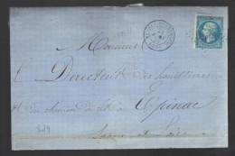 FRANCE N° 22 Obl. S/Lettre GC 4156 Verrey Sous Salmaise (indice 6 ) - 1862 Napoléon III.