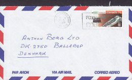 Canada Airmail Par Avion Correo Aereo 1987 Cover Lettre To Denmark EXPO 86 Stamp Tram Tramways Transportation Stamp - Poste Aérienne