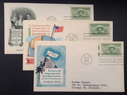 US, 1949 FDCs (x3) - Inauguration Of The First Elected Governor Of Puerto Rico - 1941-1950