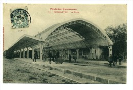 Carte Postale Ancienne 1904 Rivesaltes (66) La Gare Animée - Rivesaltes