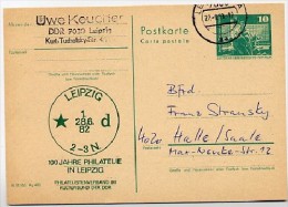 DDR P79-37-82 C207 Postkarte PRIVATER ZUDRUCK 100 J. Philatelie Leipzig Gelaufen 1983 - Cartes Postales Privées - Oblitérées