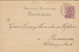 Deutsche Reichspost Postal Stationery Ganzsache Entier ZELLERFELD 1875 To HANNOVER (2 Scans) - Tarjetas