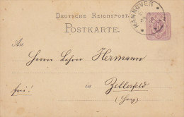 Deutsche Reichspost Postal Stationery Ganzsache Entier HANNOVER 1877 To ZELLERFELD (2 Scans) - Tarjetas