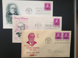 US, 1950 FDCs (x3) - Samuel Gompers 1850-1950 - 1941-1950