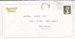 Great Britain MARRIOTT HOTELS, NOTTINGHAM 198? Cover To Denmark 18 P QEII Stamp - Covers & Documents