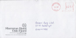 Norway SHERATON HOTEL Oslo Fjord SANDVIKA 1987 Meter Stamp Cover Brief To Denmark - Covers & Documents