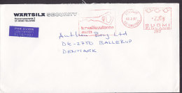 Finland WÄRTSILÄ SECURITY Airmail Par Avion Label Flygpost Label HELSINKI 1987 Meter Stamp Cover Denmark Key Schlüssel - Cartas & Documentos