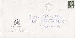 Great Britain HOTEL IMPERIAL (Wien) Austria Cachet LONDON 1987 Cover ToDenmark Pen Cancellation - Covers & Documents