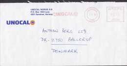 Norway UNOCAL 76, SANDNESS 1986 Meter Stamp Cover Brief To Denmark - Lettres & Documents