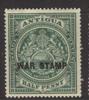 ANTIGUA 1916 1/2d War Stamp Black Overprint SG 52 HM CH13 - 1858-1960 Colonie Britannique