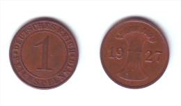 Germany 1 Reichsfennig 1927 E - 1 Renten- & 1 Reichspfennig