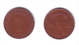 Germany 1 Reichsfennig 1928 A - 1 Renten- & 1 Reichspfennig