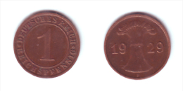 Germany 1 Reichsfennig 1929 F - 1 Renten- & 1 Reichspfennig
