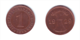 Germany 1 Reichsfennig 1929 F - 1 Rentenpfennig & 1 Reichspfennig