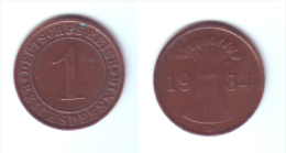 Germany 1 Reichsfennig 1934 D - 1 Rentenpfennig & 1 Reichspfennig