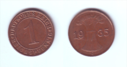 Germany 1 Reichspfennig 1935 G - 1 Renten- & 1 Reichspfennig
