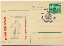 DDR P79-6-77 C42 Postkarte PRIVATER ZUDRUCK Lenindenkmal Riesa Sost. 1977 - Cartes Postales Privées - Oblitérées