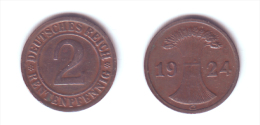 Germany 2 Rentenpfennig 1924 G - 2 Renten- & 2 Reichspfennig
