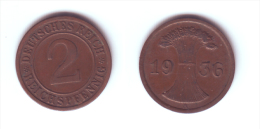 Germany 2 Reichspfennig 1936 A - 2 Rentenpfennig & 2 Reichspfennig