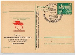 DDR P79-9c-77 C44-c Postkarte PRIVATER ZUDRUCK Panzerdenkmal Kleinmachnow Sost. 1977 - Cartes Postales Privées - Oblitérées