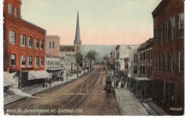 Bennington VT Vermont, Main Business District Street Scene, C1910s Vintage Postcard - Bennington