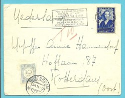 457 (surtaxe) Op Brief Met Stempel BRUXELLES, Getaxeerd Te Rorrerdam (Nederland) Met 10cent - Cartas & Documentos