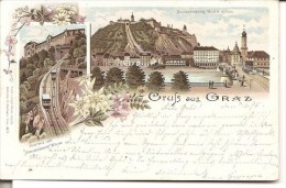 GRAZ: Gruss Aus Graz,  Schlossberg-Bahn,  ( Litho Multi-vues ) - Graz