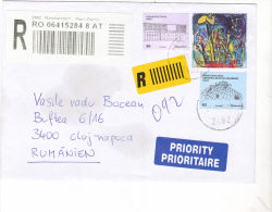 FLOWERS, NATURE, FORUM STADTPARK GRAZ, MUSEUM JOANNEUM, PRIORITY REGISTERED COVER, SENT FROM SWITZERLAND TO ROMANIA 2012 - Cartas & Documentos