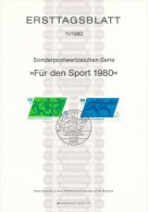 BRD / First Day Sheet (1980/11) 5300 Bonn 1: Sport (Fotball; Cross-country Skiing) - Brieven En Documenten