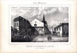 LITHOGRAPHIE  -  GUIENNE MONUMENTALE  -  EGLISE ET PRIEURE DE LAYRAC  -  47 - Lithographies