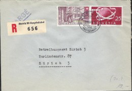 Schweiz Suisse 1949: R-Brief Ab ZÜRICH 3.VIII.49 Mit Zu 295+WII42 Mi 523+525 Yv 475+477 (Zu CHF 28.00) - Brieven En Documenten