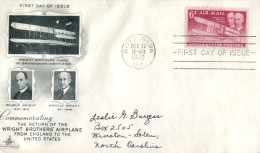 (118) USA FDC Cover - 1949 - Wright Brothers Airplane - 1941-1950